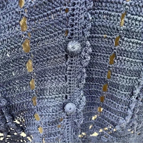 Vintage Kroshetta by papillon crochet button front sweater in dark blue❤️ - Picture 8 of 9